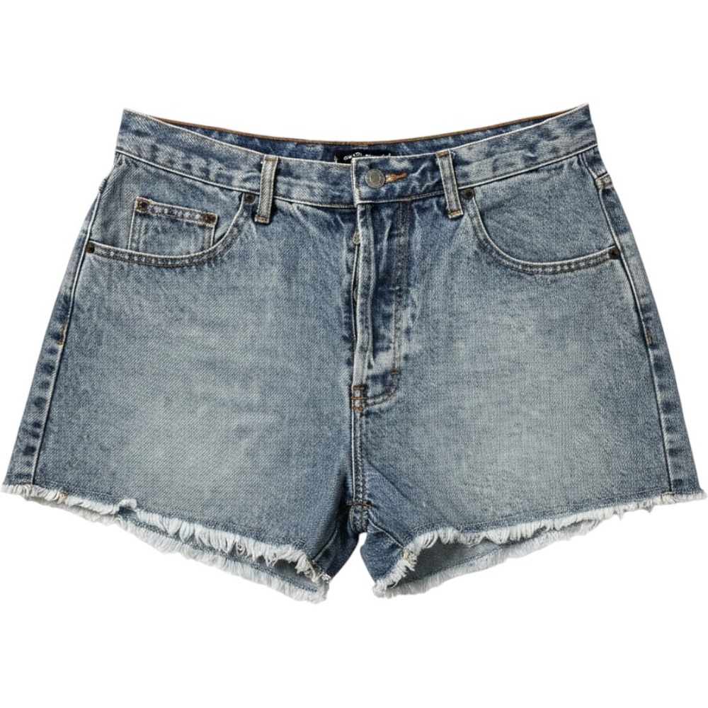 Vintage 90s American Eagle Dungarees Denim Shorts Light Wash High Rise USA 26"